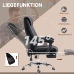 Kontorsstol Chefsstol Svart av Konstläder och Metall för Bekvämt Arbete Ergonomisk och Justerbar Höjd Fällfunktion 120 kg