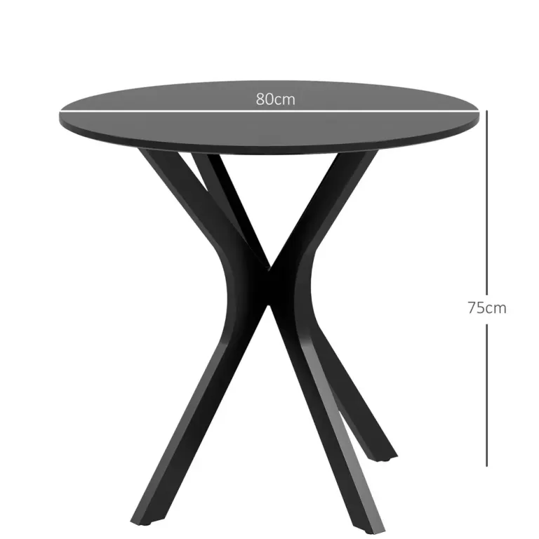 Kompakt Matbord för Kök Rund Bordsskiva Svart 78 x 75 cm