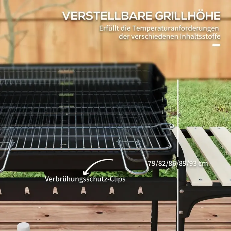Kolgrill Bbq Rökare med Hjul Svart 103 x 47 x 95 cm
