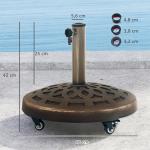 Parasollfot i Betong med Hjul Rund Design för Enkel Förflyttning Hållbar och Stabil Svart Betong för Rör 32, 38 och 48 mm