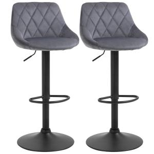 Barstolar 2-pack Prisvärd Mörkgrå Sammet för Kök och Bar med Justerbar Höjd och Fotstöd Ergonomisk Design i Metall Robust Modell