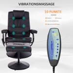 Massagestol med Pall, Vridbar Vilstol med Massagefunktion, Elektrisk TV-stol med Liggfunktion, Fjärrkontroll, Konstläder, Svart