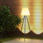 Golvlampa Utomhuslampa Vit av Aluminium och Plast för Inomhus och Utomhus Solar Lampa med Ljussensor USB Uppladdningsbar