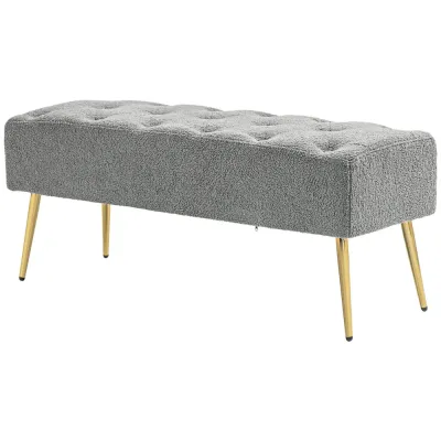 Klädd Bänk Sängbänk Grå av Lammullslook 112 x 41 x 46 cm