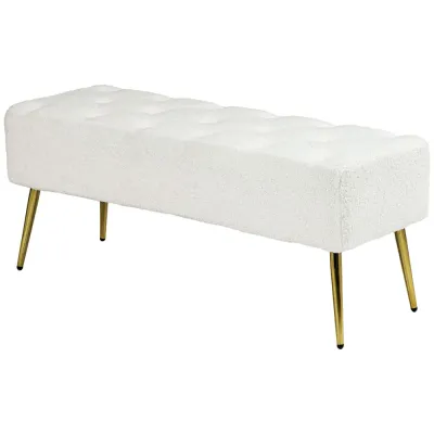 Klädd Bänk Sängbänk Kräm av Lammullslook 112 x 41 x 46 cm