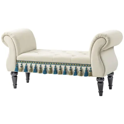 Klädd Bänk Sovrumsbänk Beige 117 x 40 x 58 cm