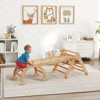 Klätterställning Trä Inomhus 7 i 1 Natur Trä för Barnrum