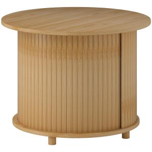 Soffbord Sidobord Natur av Bambu för Vardagsrum Runt Bord med Dolt Förvaringsutrymme Ø 60 x 45 cm