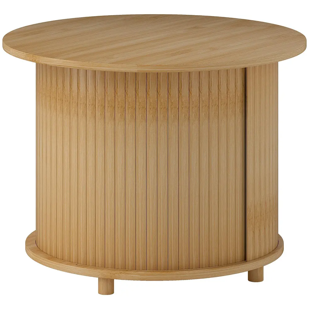 Soffbord Sidobord Natur av Bambu Runt Bord 60 x 45 Cm
