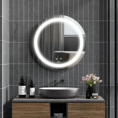 Kleankin Badrumsspegel LED Spegel Silver av Glas 50 cm