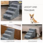 Hundtrappa 4 Steg, 35 cm Katttrappa för Säng och Soffa, Husdjurstrappa för Hundar och Katter upp till 5 kg, Plysch, Ljusgrå