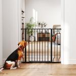Hundgrind för Trappor och Dörröppningar med Tryckmontering och Justerbar Bredd Hållbar och Stabil Svart Metall och ABS 75–95 x 76 cm