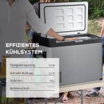 Bilkylskåp 50 L med Kompressor, LCD-skärm, 2 Lägen, Handtag, 12/24V DC och 110–240V AC, Grå + Svart