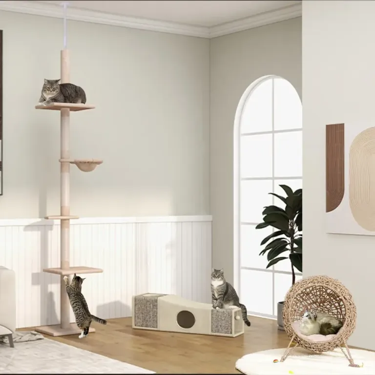 Klösträd Golv till Tak Höjdjusterbart Katt Kletterbaum