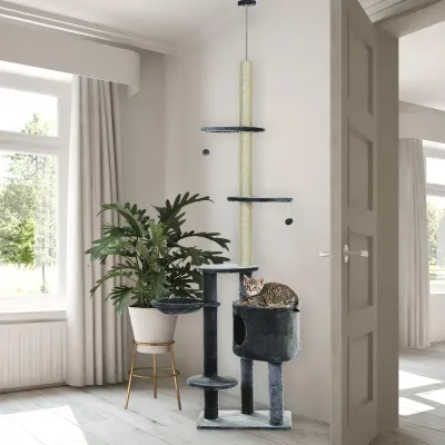 Klösträd Golv till Tak Höjdjusterbart Katt Kletterbaum
