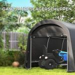Tältgarage Cykelförvaringstält Vattentätt Mörkgrå av PE och Stål för Trädgård Cykelskjul med Dörr och Dammskydd 300 x 450 x 230 cm