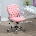 Kontorsstol Chefsstol Ergonomiskt Vadderat Ryggstöd PU Rosa 59,5 X 60,5 X 95-105 Cm
