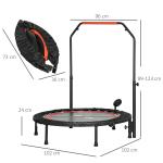 Ministudsmatta med Höjdjusterbart Handtag och LCD-skärm, Stål, Svart + Röd, Ø102 x 99–123 cm