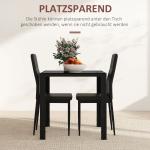 Matsalsset med Bord och 2 Stolar, Platssparande, Svart
