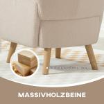 Stoppad Accentstol med Plyschöverdrag, Skumkudde och Wingback-design, Beige