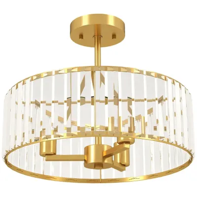 Taklampa med Ljuskronadesign Kristallskärm 3 Lampor, Guld