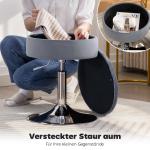 Barstol med Förvaring Grå Sammet och Metall för Kök Roterbar Barpall med Höj och Sänkbar Sits Lyxig Design och Mjuk Stoppning 65 cm