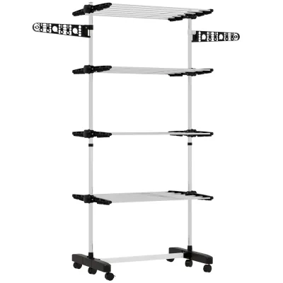 Torkställning Klädtork med Hjul Svart 142 x 55 x 172 cm