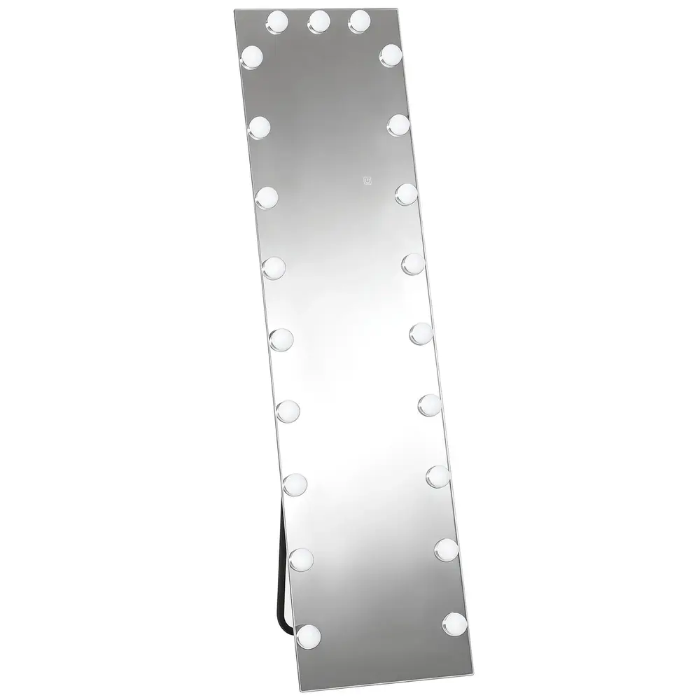 Helkroppsspegel LED Touch Gräddvit Glas 150x40 Cm