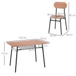 Matbordsset Matgrupp Teak Svart av Stål och Trä för Modernt Boende Köksbord med Hylla och 4 Stolar