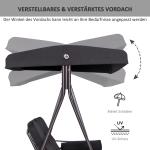 3-Sitsig Hammock med Soltak, Bekväm Trädgårdsgunga i Metall med Dynor, Väderbeständig Hängsoffa, Svart, 116 x 206 x 183 cm