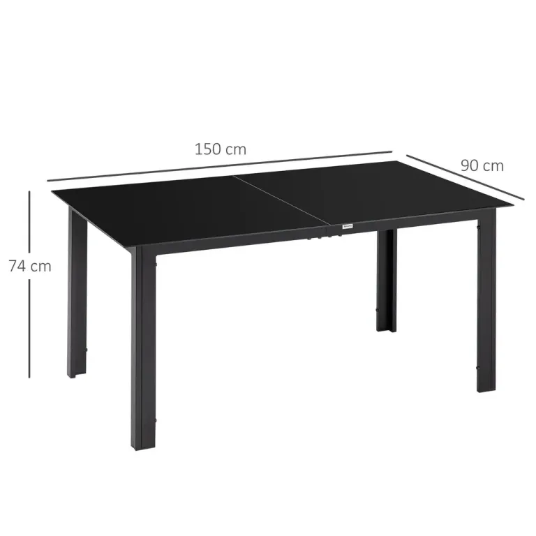 Uteplatsbord i Härdat Glas för 6 150 x 90 x 74 cm
