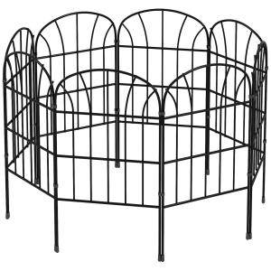Trädgårdsstaket Metallstängsel Svart av Metall för Balkong och Terrass Set om 8 Plug-in Staket Dekorativt 93 x 150 cm