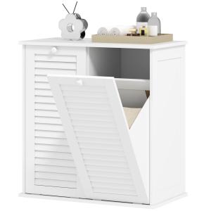 Tvättskåp Badrumsskåp med 2 Tvättkorgar Vit av Trä för Badrum Skåp med Lamelldörrar 70 x 38 x 73 cm