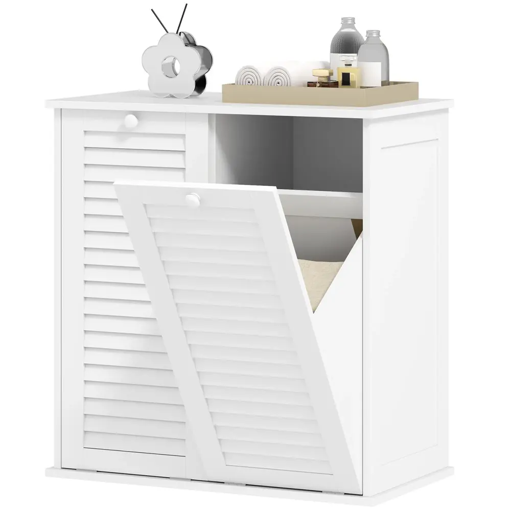 Tvättskåp Badrumsskåp 2 Tvättkorgar Vit 70 x 38 x 73 Cm