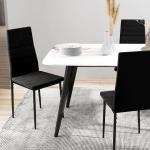 Set med 4 Matstolar, Armlös Design med Tygklädsel och Metallben, Svart
