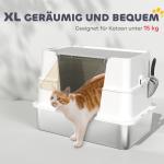 Kattsandlåda XL i Rostfritt Stål med Skopa, Ljusgrå