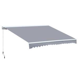 Vikarmsmarkis med Handvev Solskydd för Terrass och Uteplats Justerbar UV-Beständig Polyesterväv Aluminiumstativ Grå 4,5 X 3 M