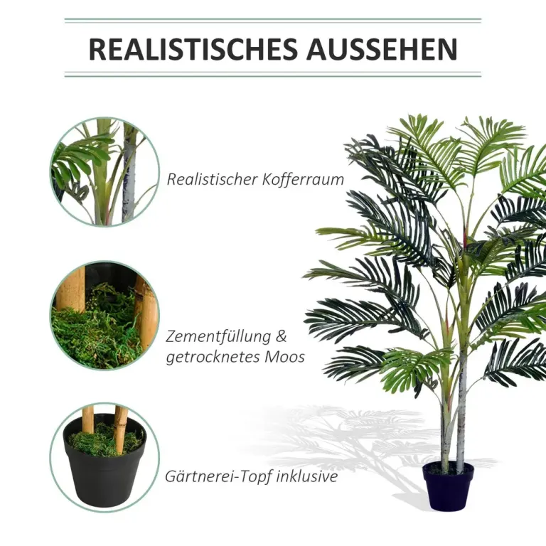 Konstgjord Palm i Kruka Stor och Naturtrogen 150 cm, Grön