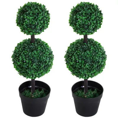 Konstgjord Växt Buxbombollar Set 2 Grön av Plast 67 cm
