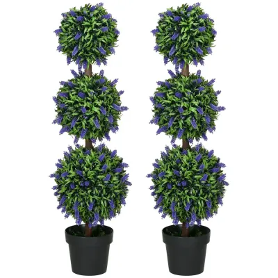 Konstgjord Växt Lavendelträd Set 2 Krukväxter 110 cm, Grön