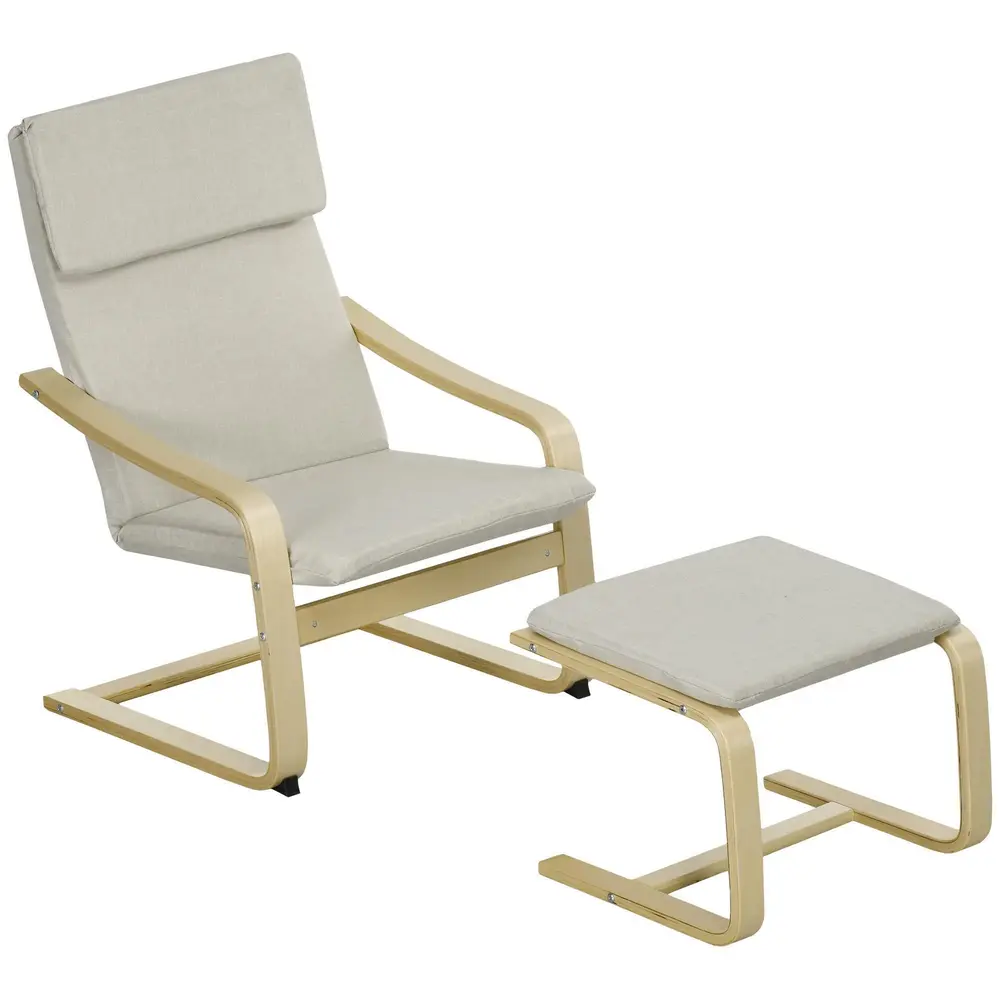 Fåtöljset Relaxstol Krämvit av Linne 66,5 x 80 x 99 Cm