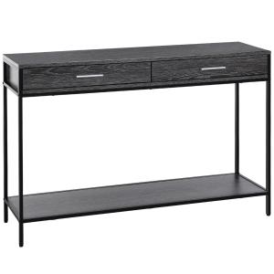 Smalt Konsolbord 2 Lådor Elegant Sidobord med Hylla för Hall och Vardagsrum Stabil Stålram Grå 120 X 30 X 81,5 Cm