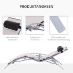 Solstol Trädgårdsstol Relaxstol Krämvit Aluminium för Terrass och Balkong Justerbart Ryggstöd Bekväm 170 X 64 X 82 Cm