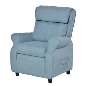 Barnfåtölj med Fotpall i Blått, Bekväm Minisoffa för Barn 3-5 År, Ergonomisk Sittplats med Justerbart Ryggstöd, Blå, 58 x 53 x 70 cm