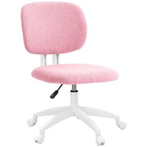Kontorsstol Skrivbordsstol Rosa av Sammet och Metall för Hemmakontor och Spel Ergonomisk Snurrstol Justerbar i Höjdled Utan Armstöd