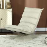 Avkopplande Stol, Sittsäck med Justerbart Ryggstöd, Läderlook, Beige, 62 x 70 x 95 cm