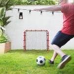 Fotbollsmål Rebounder Röd av Stål för Fotbollsträning Dubbelsidig Kickback Vägg Justerbar 100 x 95 x 90 cm