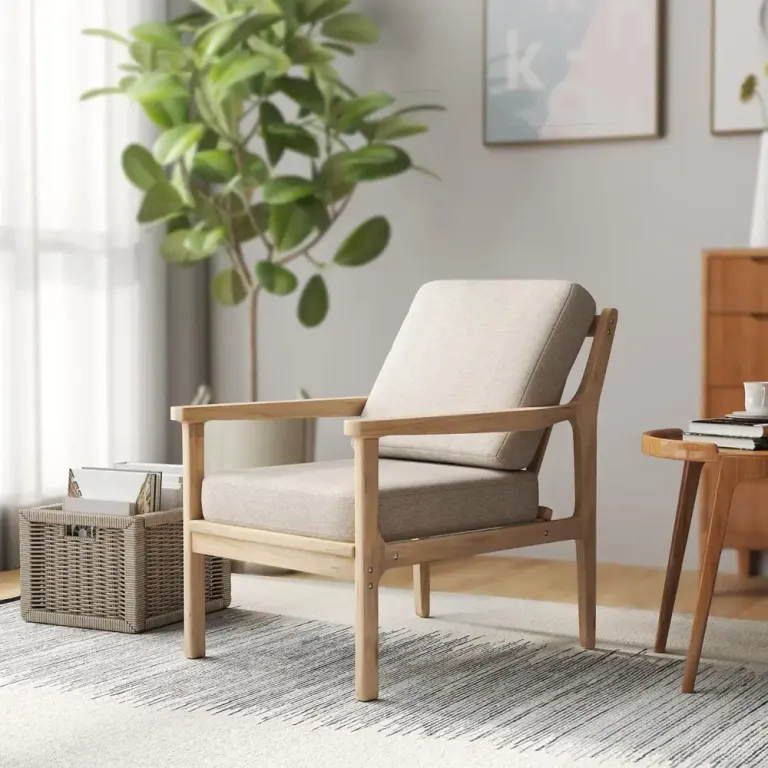 Fåtölj Beige av Linnelook 52,5 x 69 x 77 cm