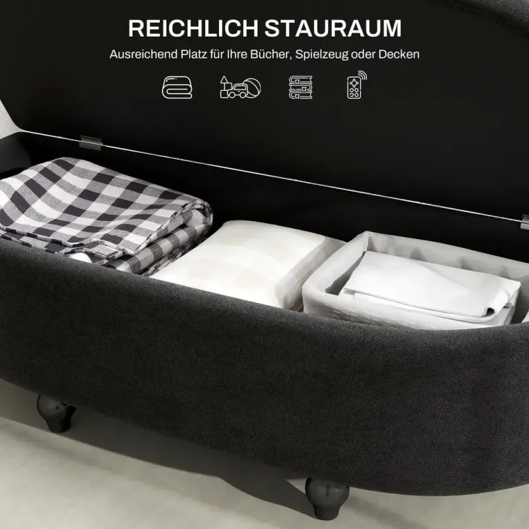 Sittbänk med Förvaring i Sammet 120 cm Mörkgrå