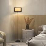 Golvlampa med Tvåfärgad Lampskärm och Fotkontakt i Metall, Svart